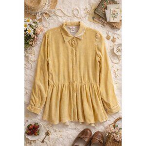 Velvet Top Sundance soft yellow silk boho Collared Long Sleeve Womens XS Cottage